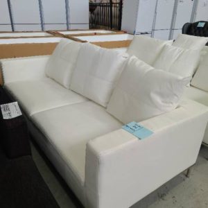 EX HIRE WHITE PU 3 SEATER COUCH SOLD AS IS