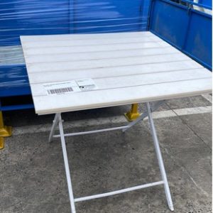 EX HIRE SQUARE WHITE FOLDING TABLE SOLD AS IS