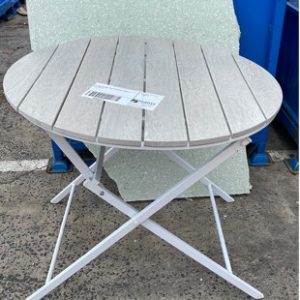 EX HIRE ROUND GREY FOLDING TABLE SOLD AS IS
