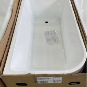 NEW GLOSS WHITE ACRYLIC 1500MM RIGHT HAND CORNER BACK TO THE WALL FREESTANDING BATH