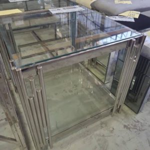 NEW GLASS & CHROME ZARA SIDE TABLE AU1128