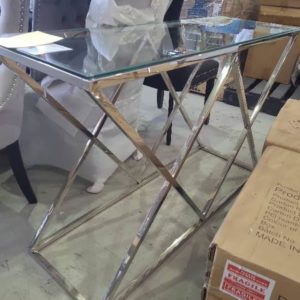 NEW SAVOY CONSOLE TABLE CHROME & GLASS AU1141