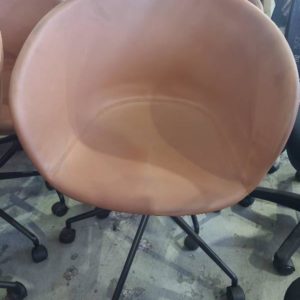 EX HIRE TAN PU TUB CHAIR WITH WHEELS SOLD AS IS