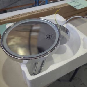 ILLUSION CHROME MAKE UP MIRROR WITH LED & X5 MAGNIFIER & DEMISTER RRP$459 ADJUSTABLE SWIVEL ARM MAX REACH 400MM PJ05