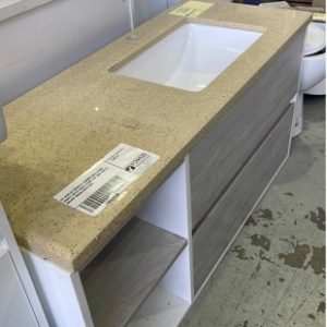 EX DISPLAY MURICA 1200MM WALL HUNG VANITY WITH THICK STONE TOP AND UNDER MOUNT BASIN RRP$1299