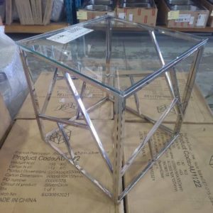 NEW AU1122 MODERN CHROME & GLASS SIDE TABLE