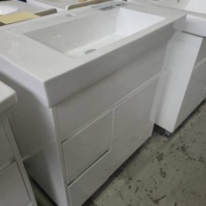 750MM GLOSS WHITE VANITY WITH CERAMIC TOP 750KR-S452