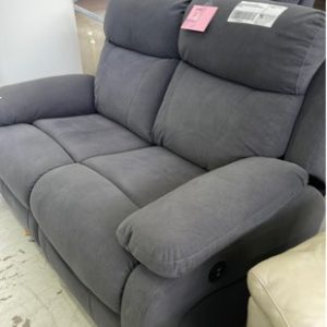 EX DISPLAY BRAXTON CHARCOAL 2 SEATER COUCH WITH ELECTRIC RECLINERS RRP$1499
