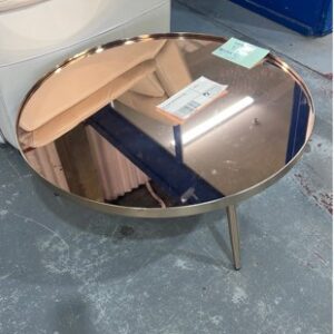 EX HIRE ROUND COPPER COFFEE TABLE SOLD AS IS