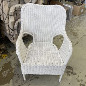 WHITE CANE SQUARE BACK CHAIR