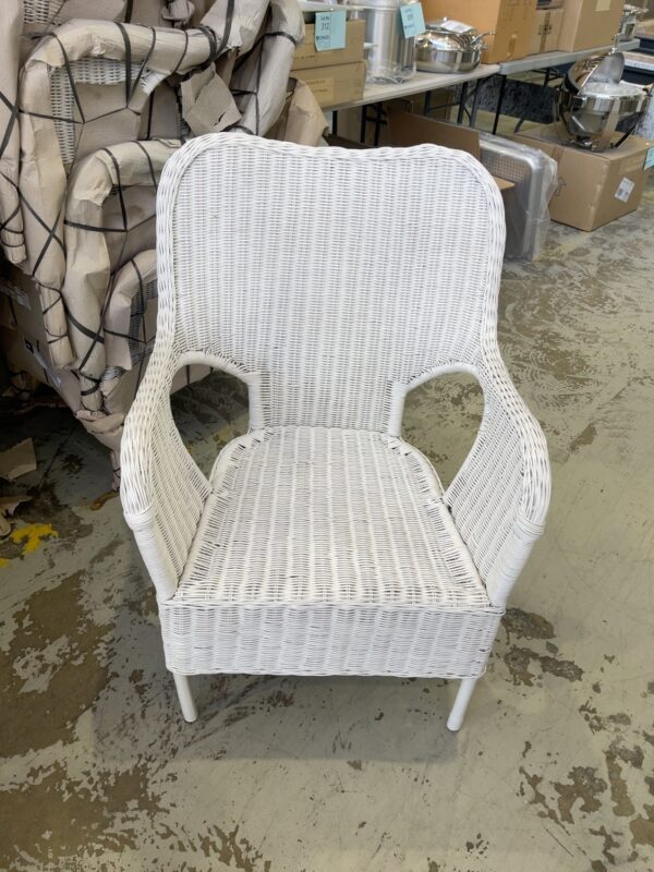 WHITE CANE SQUARE BACK CHAIR