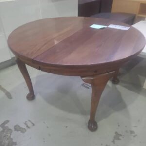 EX STAGING FURNITURE ROUND TIMBER ANTIQUE STYLE DINING TABLE SOLD AS IS