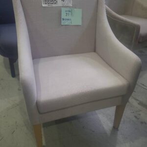 EX STAGING FURNITURE CREAM ARM CHAIR SOLD AS IS