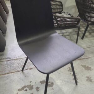 EX-HIRE BLACK TIMBER DINING CHAIR SOLD AS IS