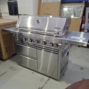 EX DISPLAY GASMASTER HERO 6 BURNER NATURAL GAS BBQ ALL S/STEEL WITH 2 DRAWERS SINGLE DOOR WIHT LED CONTROL KNOBS & ELECTRONIC IGNITION RRP$3299 WITH 3 MONTH WARRANTY
