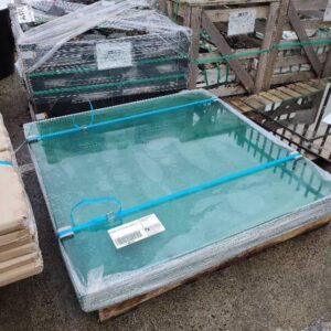 PALLET OF GLASS LARGE SQUARE TABLE TOPS