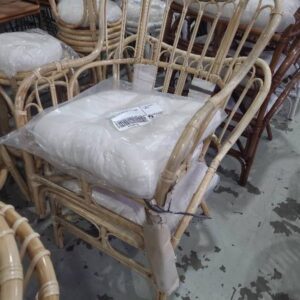 NATURAL SQUARE BACK CANE CHAIR WITH CUSHION