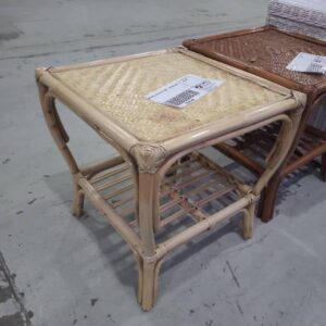 NATURAL CANE SIDE TABLE - DISCOLOURED