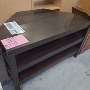 SECOND HAND FURNITURE - DARK TIMBER CORNER TV UNIT SOLD AS IS