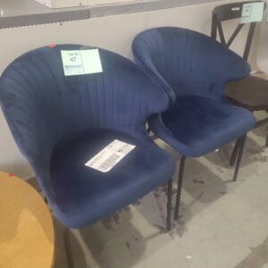 EX STAGING FURNITURE NAVY VELVET DINING CHAIR SOLD AS IS
