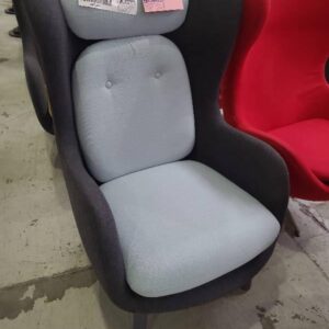EX HIRE LARGE BLUE & GREY FELT CHAIR SOLD AS IS