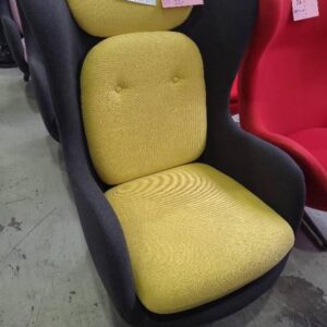 EX HIRE LARGE YELLOW & GREY FELT CHAIR SOLD AS IS