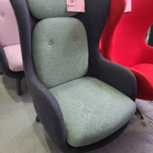 EX HIRE LARGE GREEN & GREY FELT CHAIR SOLD AS IS