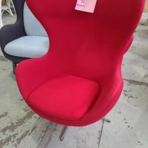 EX HIRE DARK RED SWIVEL EGG CHAIR SOLD AS IS