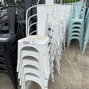 EX HIRE WHITE METAL CHAIRS SOLD AS IS