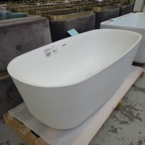 NEW APAISER CUSTOM MADE WHITE STONE FREESTANDING BATH CURVED LINES 1800MM X 800MM X 550MM HIGH WITH WASTE BAT103-CHI1800