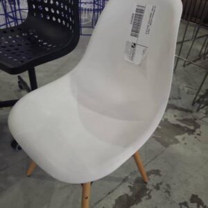 EX PROPERTY STYLING - WHITE CHAIR TIMBER LEGS SOLD AS IS
