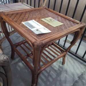 HONEY CANE TABLE WITH WEAVE TOP