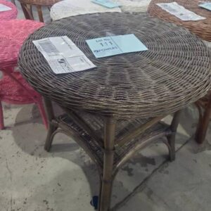 FRENCH GREY CANE SIDE TABLE