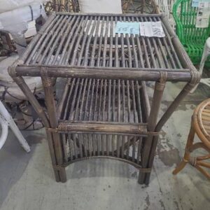 FRENCH GREY CANE SQUARE TABLE