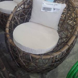 NATURAL CANE EGG CHAIR WITH CUSHIONS
