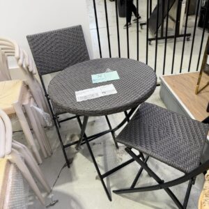 EX HIRE FOLDABLE BROWN RATTAN BALCONY SETTING SOLD AS IS