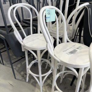 EX HIRE WHITE TIMBER CAFE BAR STOOL SOLD AS IS