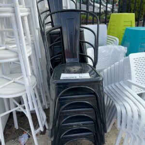 EX HIRE BLACK METAL CHAIR SOLD AS IS