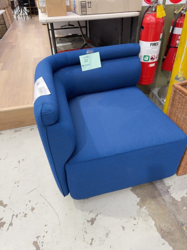 EX HIRE BLUE CORNER CHAIR SOLD AS IS