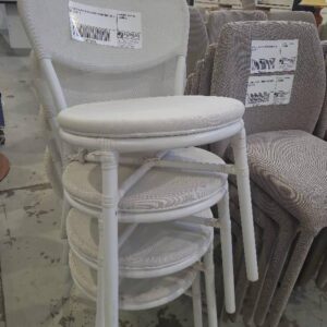 EX HIRE WHITE CAFE STYLE STACKABLE CHAIR SOLD AS IS