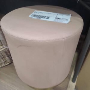 EX HIRE PINK PU ROUND OTTOMAN ON GOLD FRAME SOLD AS IS SOLD AS IS