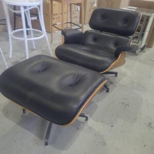 EX PROPERTY STYLING RELPICA EAMES LOUNGE CHAIR WITH MATCHING OTTOMAN SOLD AS IS