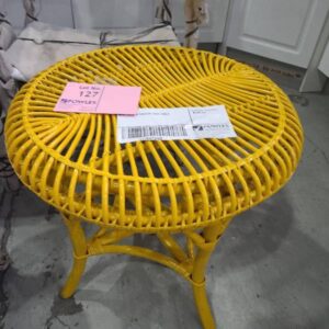NEW YELLOW SAUCER CANE TABLE
