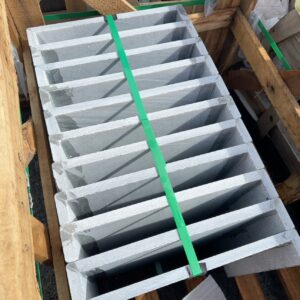 PALLET OF MARBLUE GREY APRICOT POOL COPING/STAIR TREADS 400 X 400 X 20MM DOUBLE DROP. 11 PIECES SEP2-09