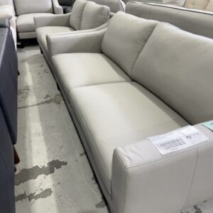 EX DISPLAY TARO 2.5 SEATER COUCH & 2 SEATER COUCH THICK CAPRI WHEAT LEATHER BLACK LEGS