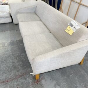 EX HIRE LIGHT GREY FABRIC COUCH SOLD AS IS