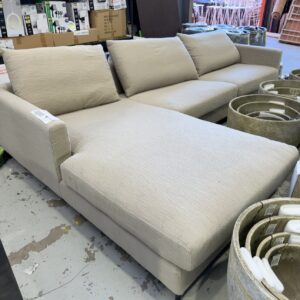 EX HIRE TAUPE L SHAPE MODULAR COUCH SOLD AS IS