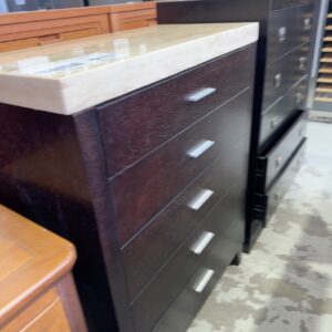 NEW DARK TIMBER TALLBOY WITH STONE TOP