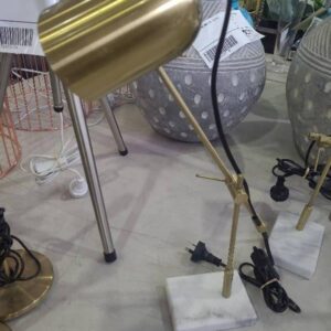 EX STAGING FURNITURE - BRASS & MARBLE LAMP, SOLD AS IS