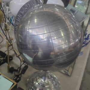 EX HIRE, METAL WORLD GLOBE ON STAND SOLD AS IS